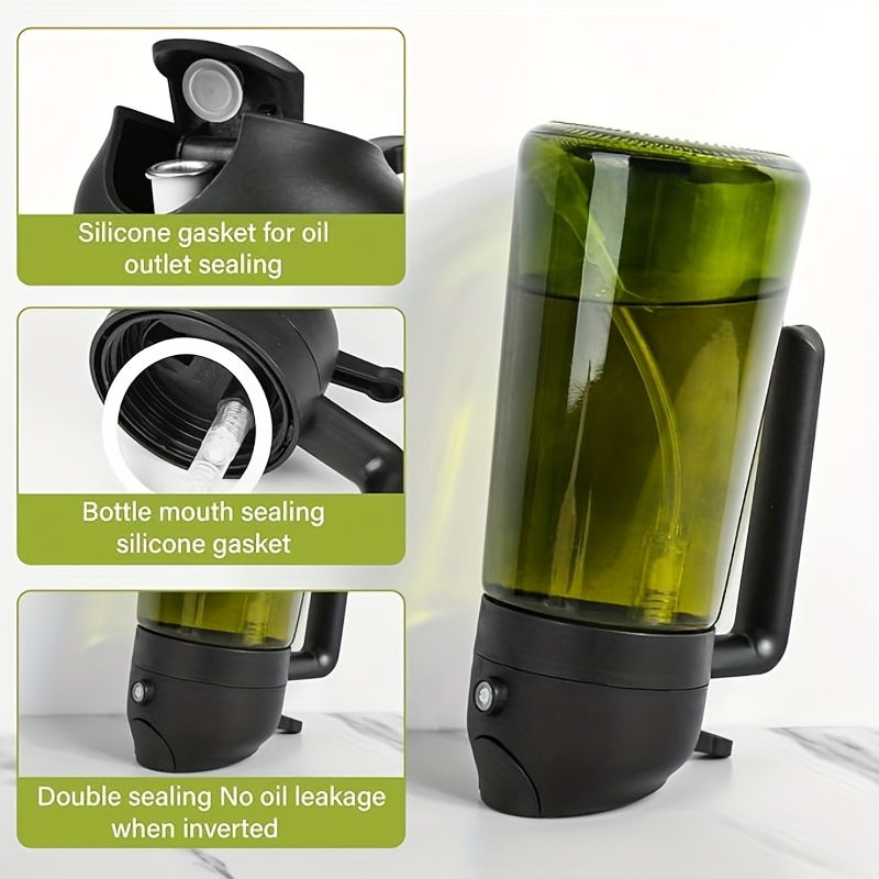 1 2pcs set 16 ounce glass oil bottle and sprayer set multi functional olive oil bottle exquisite label kitchenware   suitable for salad dressing barbecue baking cooking and is an essential item   details 9