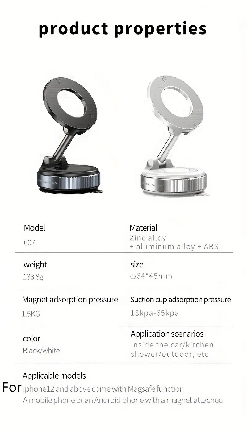 k007 strong magnetic car phone holder foldable 360 adjustable vacuum mount with multi angle adjustment waterproof aluminum alloy design for secure and stable phone holding universal car mount accessory adjustable phone holder details 4