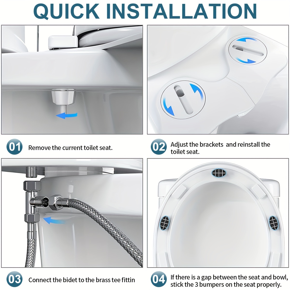 Non-Electric Bidet Attachment - Ultra-Slim Design With Self-Cleaning Nozzles For Existing Toilets