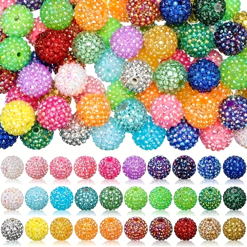 TEMU 50pcs Mixed Resin Disco Ball Beads 20mm Beads For Jewelry Making Craft Supplies Charm Bracelet Accessories