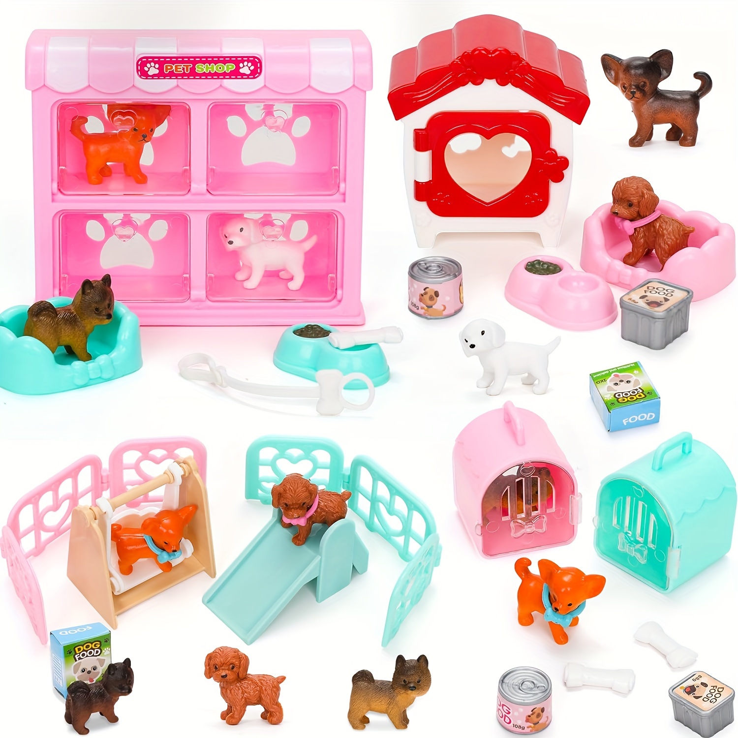 dog doll play house playset toy creative diy realistic details
