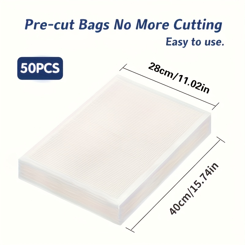 Image of 50-pack Vacuum Sealer Bags, Reusable Food Storage Pouches, No Electricity Needed, Freshness Preservation For Kitchen, Compatible With Vacuum Sealer Machine Accessories