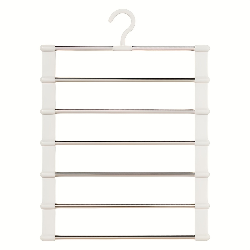 1pc Heavy Duty Foldable Multi Layer Pants Hanger, Space Saving Stainless Steel Closet Organizer, Non Slip Anti Wrinkle Garment Rack For Jeans, Leggings, Wide Leg Trousers, Shorts & Skirts