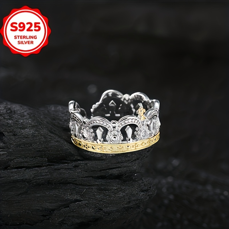 Women's 925 Hypoallergenic Sunflower Crown Adjustable Ring