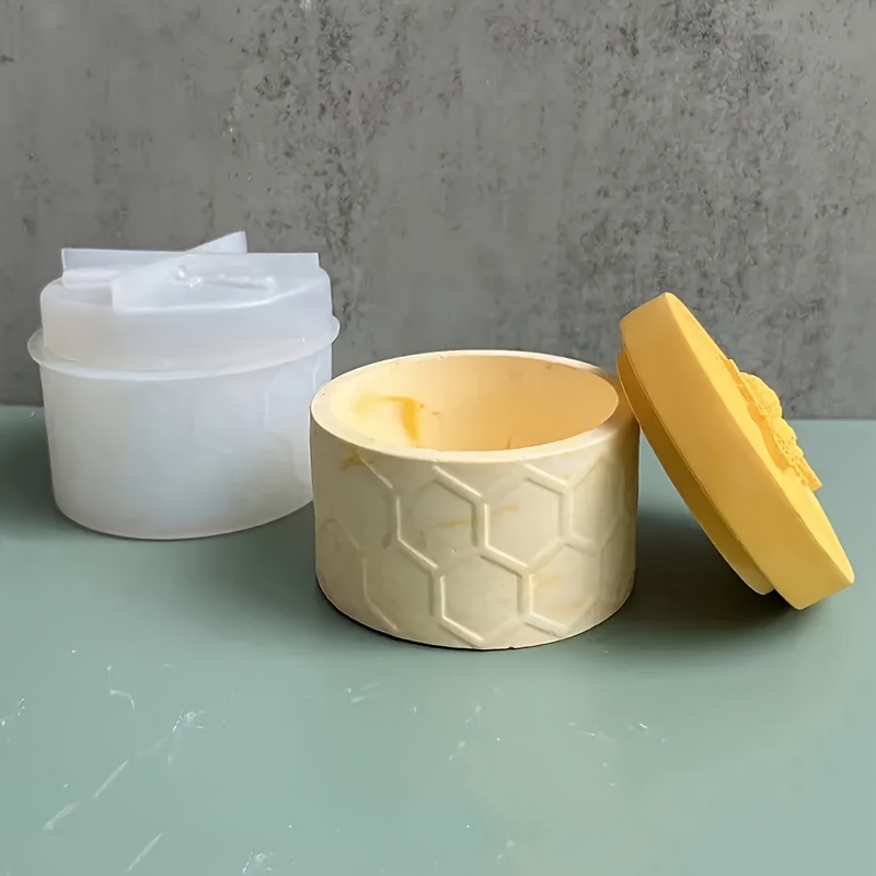 

Boîtes de Rangement pour Bijoux en Pot d'Abeille DIY avec Couvercle Moules en Silicone pour Résine Époxy Moules en , Plâtre et pour Bougies Décorations pour