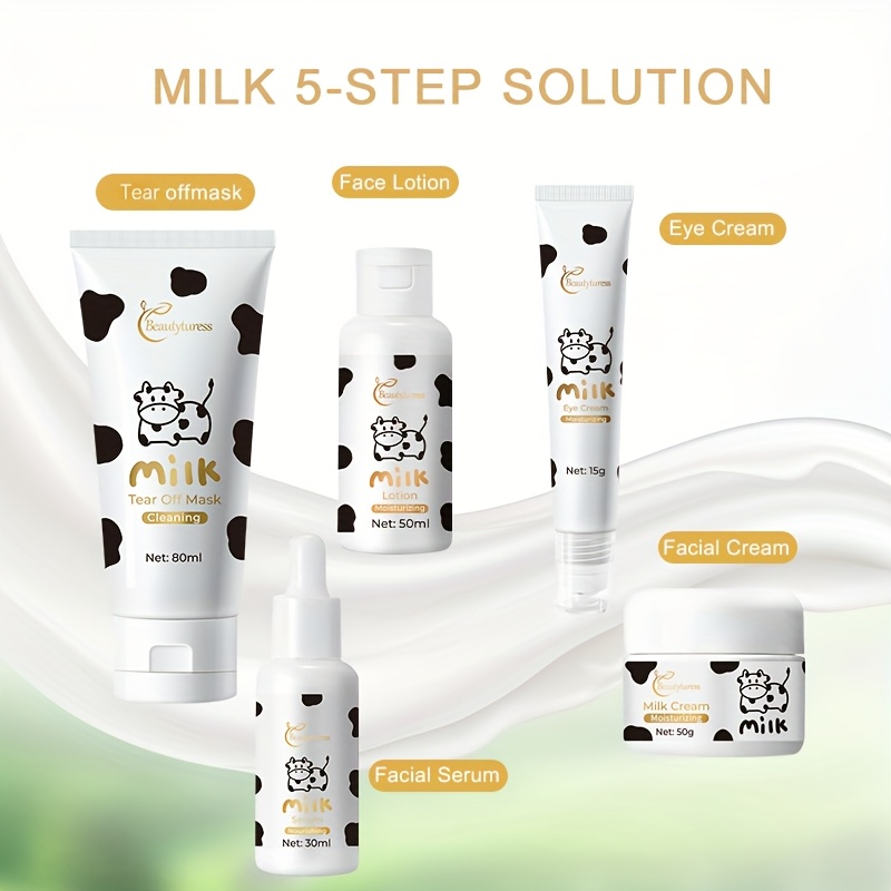 milk travel skincare set 5pcs set moisturizing hydrating - Temu