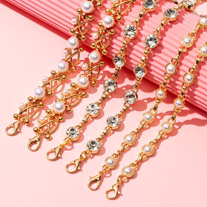 Intimate Accessories Decorative Bra Straps Bra Chain Pearls Shoulder Straps  Elegant Imitation Pearls Bra Accessories Adjustable