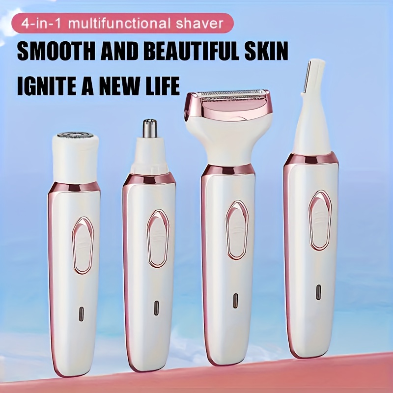 TEMU Women's Electric Shaver, 4in 1 Rechargeable Grooming Kit, Women's Face, Nose, Legsand Underarms Electric Shaver, Hair Trimmer Shaver, Women's