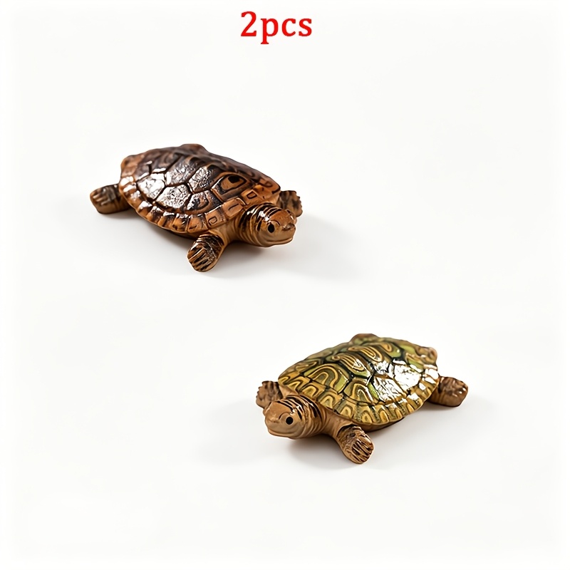 TEMU Simulated Resin Turtle Figurines, 2pcs Per Set. Realistic Marine Animal Shape. Aquarium Ornaments, Decorative Statues For Courtyards, Garden ,