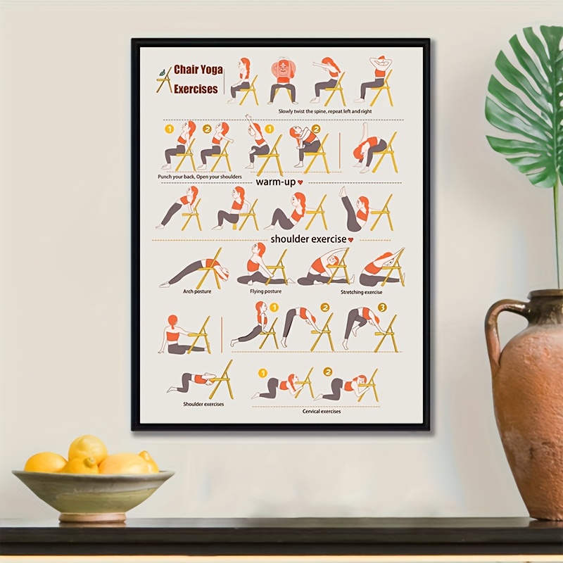 

Chair Yoga Exercise Poster For Seniors, Beginner-friendly Fitness & Yoga Guide, Paper Chart For Home Workout Decor