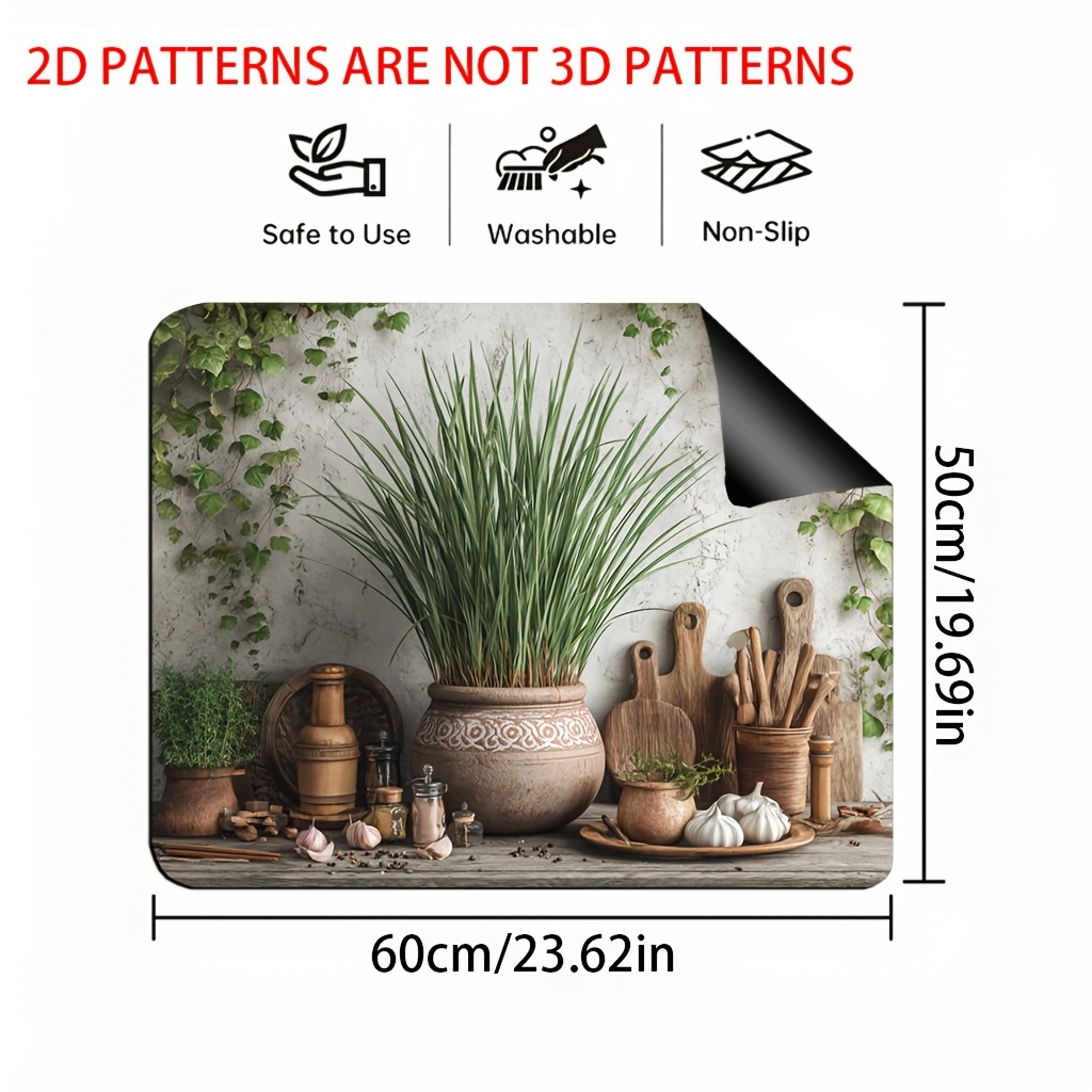 TEMU 1pc, Flat 2d Printed Stove Protector Featuring A Design Of On Wooden Cutting Boards, Serving As A Decorative Mat For Kitchen Counters, Ceramic