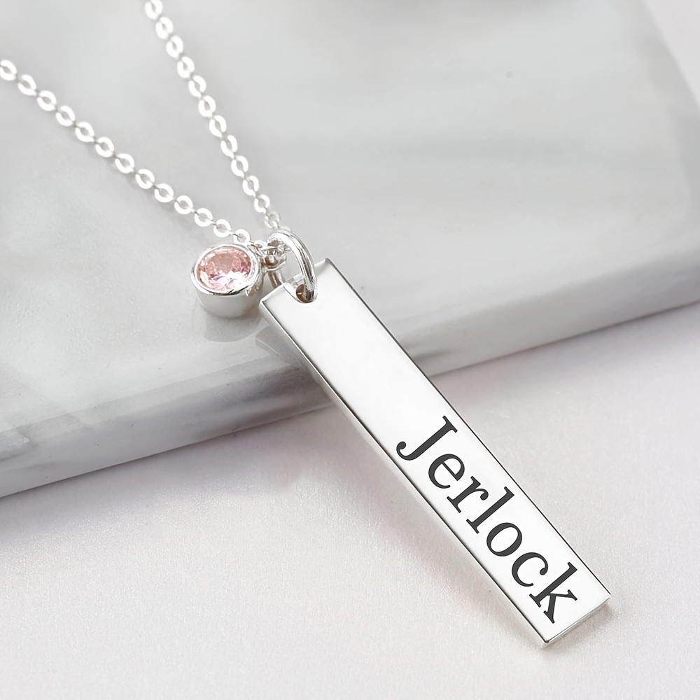 elegant personalized stainless steel necklace with birthstone and engraved name pendant - custom jewelry gift for mom, wife, friends on valentine s day, mother s day, christmas, anniversary details 3