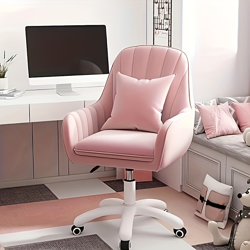 TEMU Fauteuil pivotant moderne pour bureau à domicile, avec un mi-haut et un revêtement et des accents de pompons, réglable en hauteur et en velours