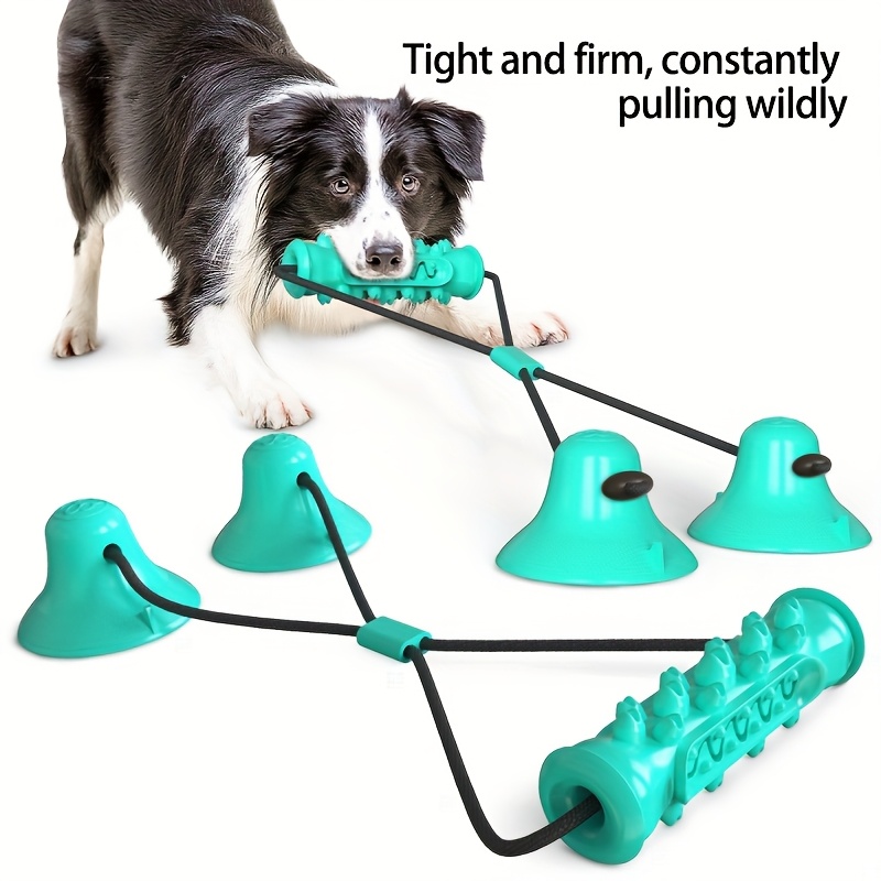 

Double Suction Cup Pull Rope Dog Chew Toy - Plastic Teeth Cleaning Dog Toy For Medium Breeds, Interactive Tug Of War Pet Supplies