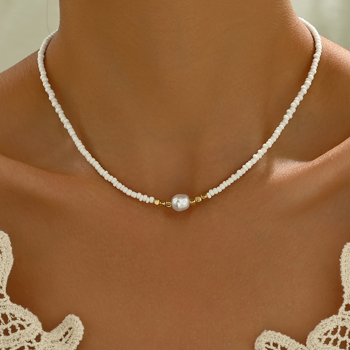 Boho Red Rice Bead Necklace & Anklet Set