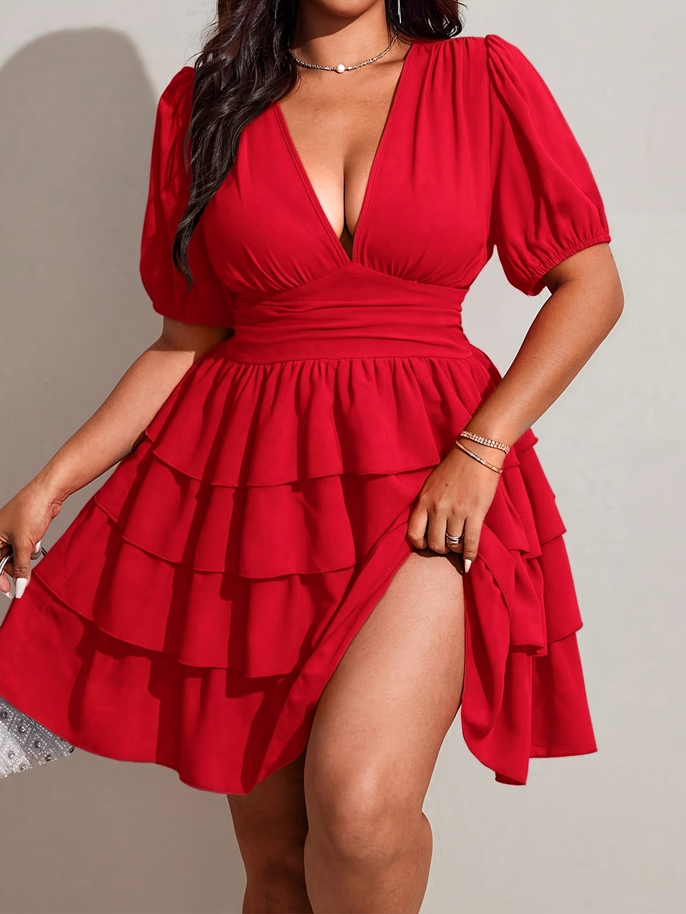 strapless open back dress Red 1950s Polka Dot Halter Dress