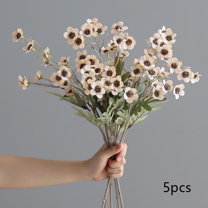 TEMU 5pcs, Vintage-colored Small Sumac Artificial Flowers, Autumn-colored Plum Artificial Flowers, Suitable For Home Decor, Indoor Home Tabletop