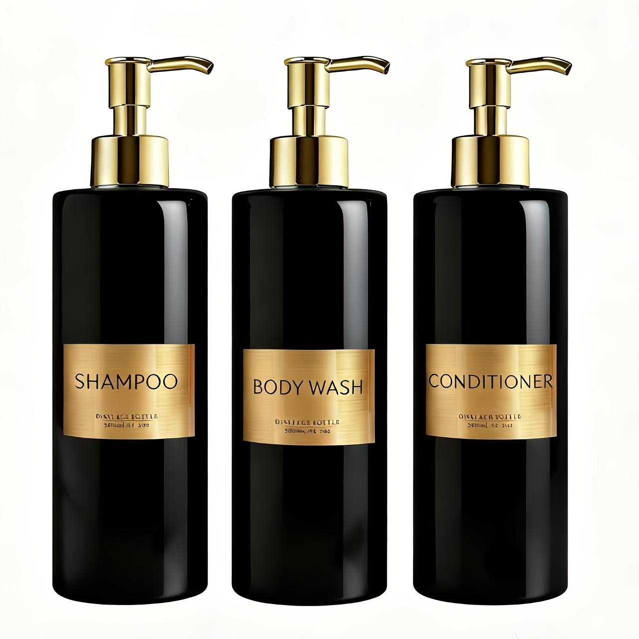 TEMU Premium Bathroom Dispenser Set - Refillable Soap Dispenser For Bathroom And Kitchen, Dish Soap Dispenser, Hand Wash Bottle, Shampoo And