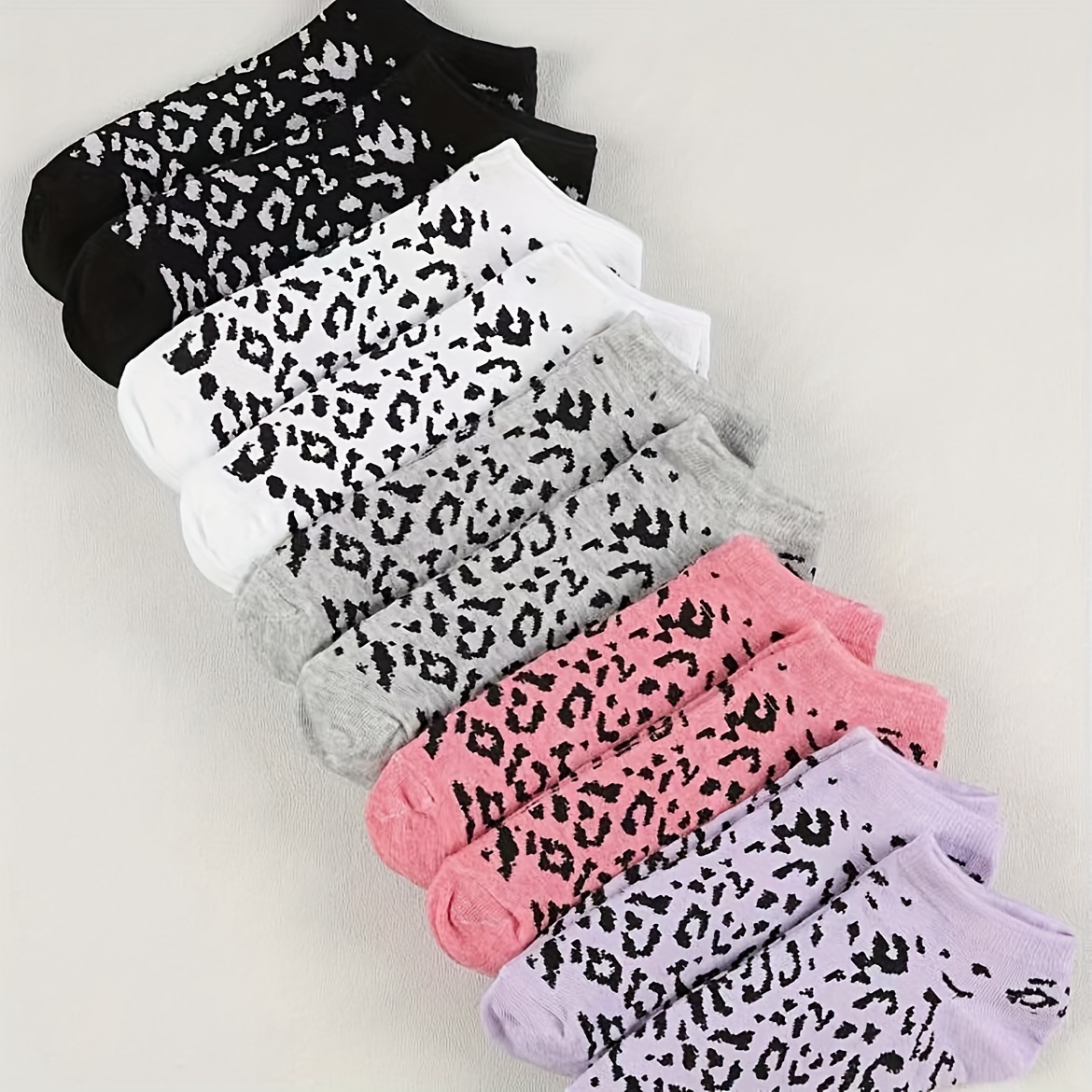 

5/10 Pairs Leopard Print Ankle Socks, Sports & Breathable Low Cut Socks, Women's Stockings & Hosiery