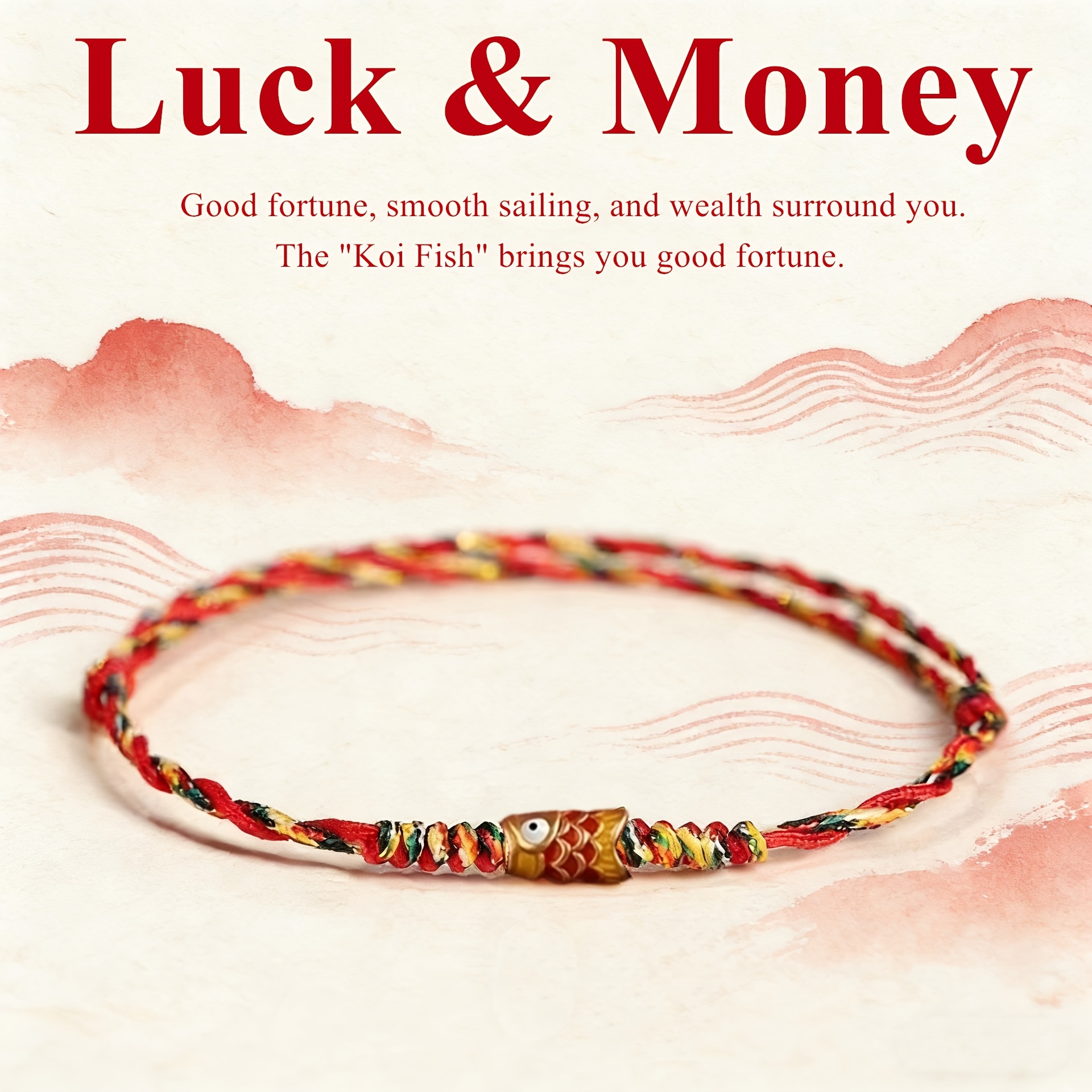TEMU Una colorida pulsera tejida de Koi que y . Es adecuada como un regalo de pulsera de de para familiares y .