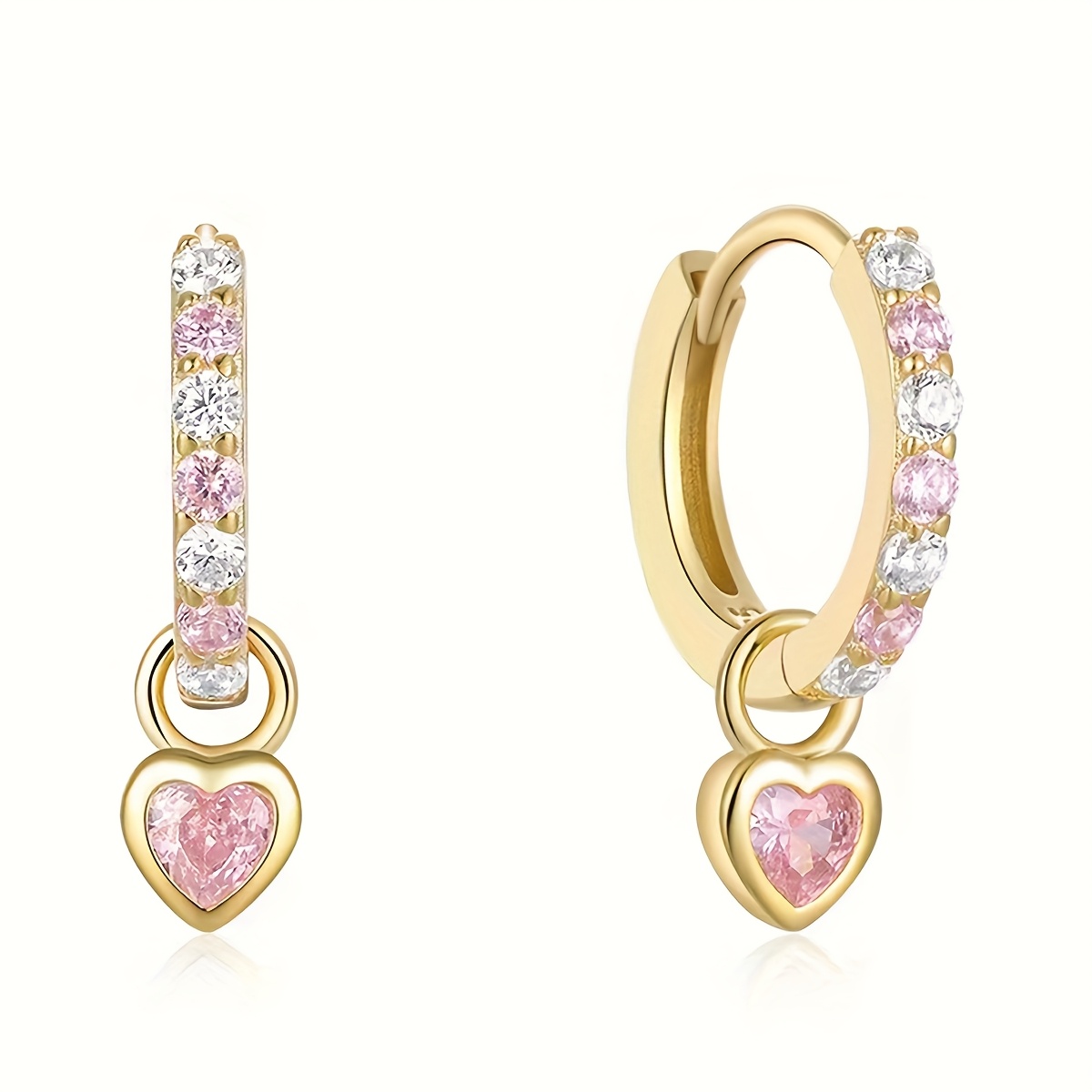 E-shop 1 Paar Exquisite Elegante Romantische Herzförmige Multicolor Synthetische Zirkonia Ohrringe, Low-Allergy Ohrhaken, Modischer Temperament Stil