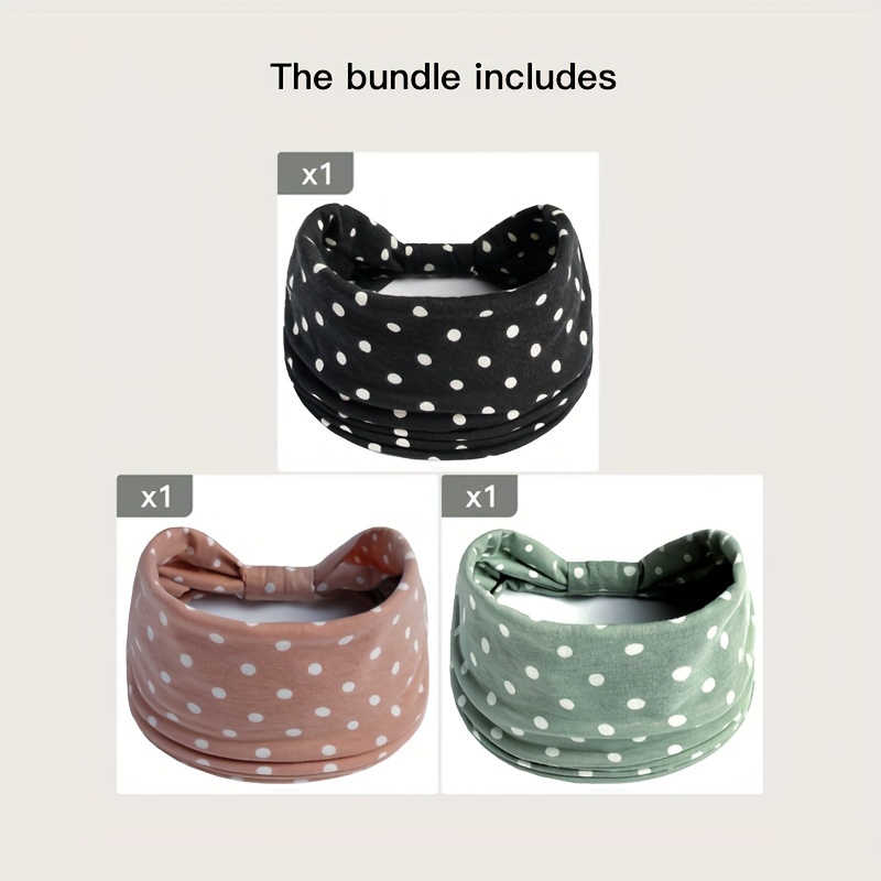 3pcs set polka dot knotted headband bohemian fashion sports  display picture 1