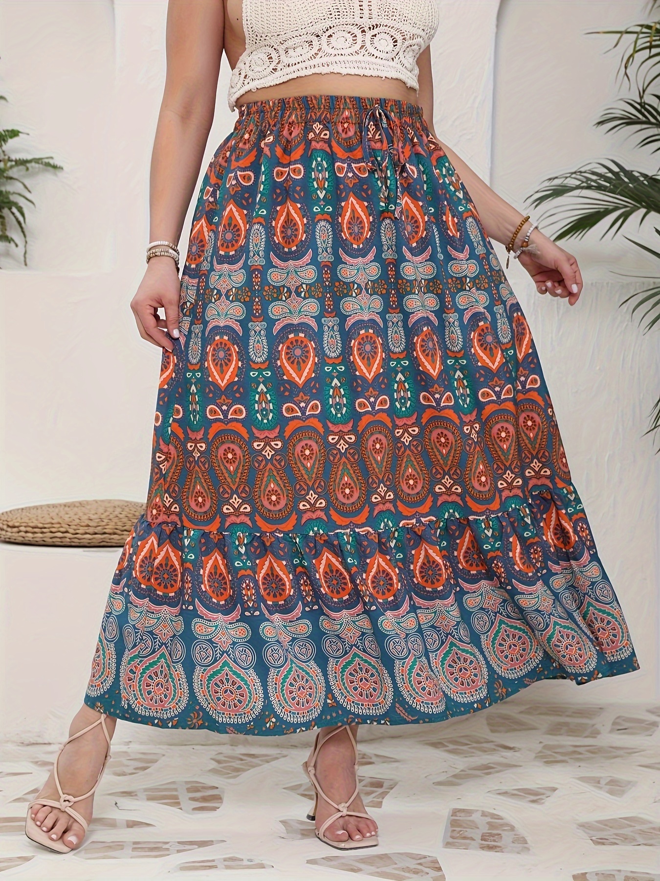 Plus size boho maxi skirt hotsell