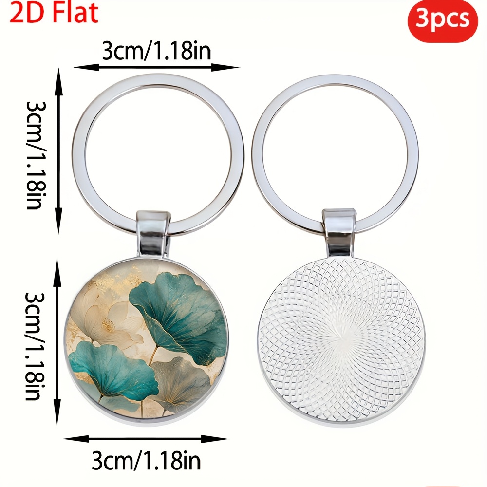 Golden Lotus Leaf Pattern Keychain, 3pcs Set