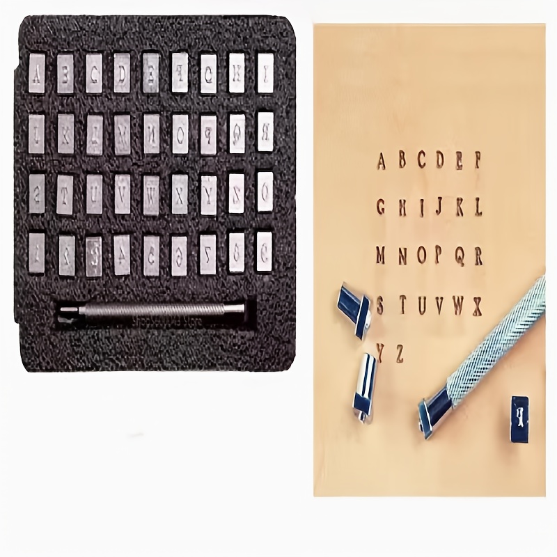 36pcs DIY Leather Stamp Set - Personalized Alloy Stencils for Embossing Names, Letters &amp; Numbers on Leather Crafts, DIY Leather Stamp Kit, Leather Craft Supplies | Personalized Engraving | Durable Crafts, Leather Craft Supplies