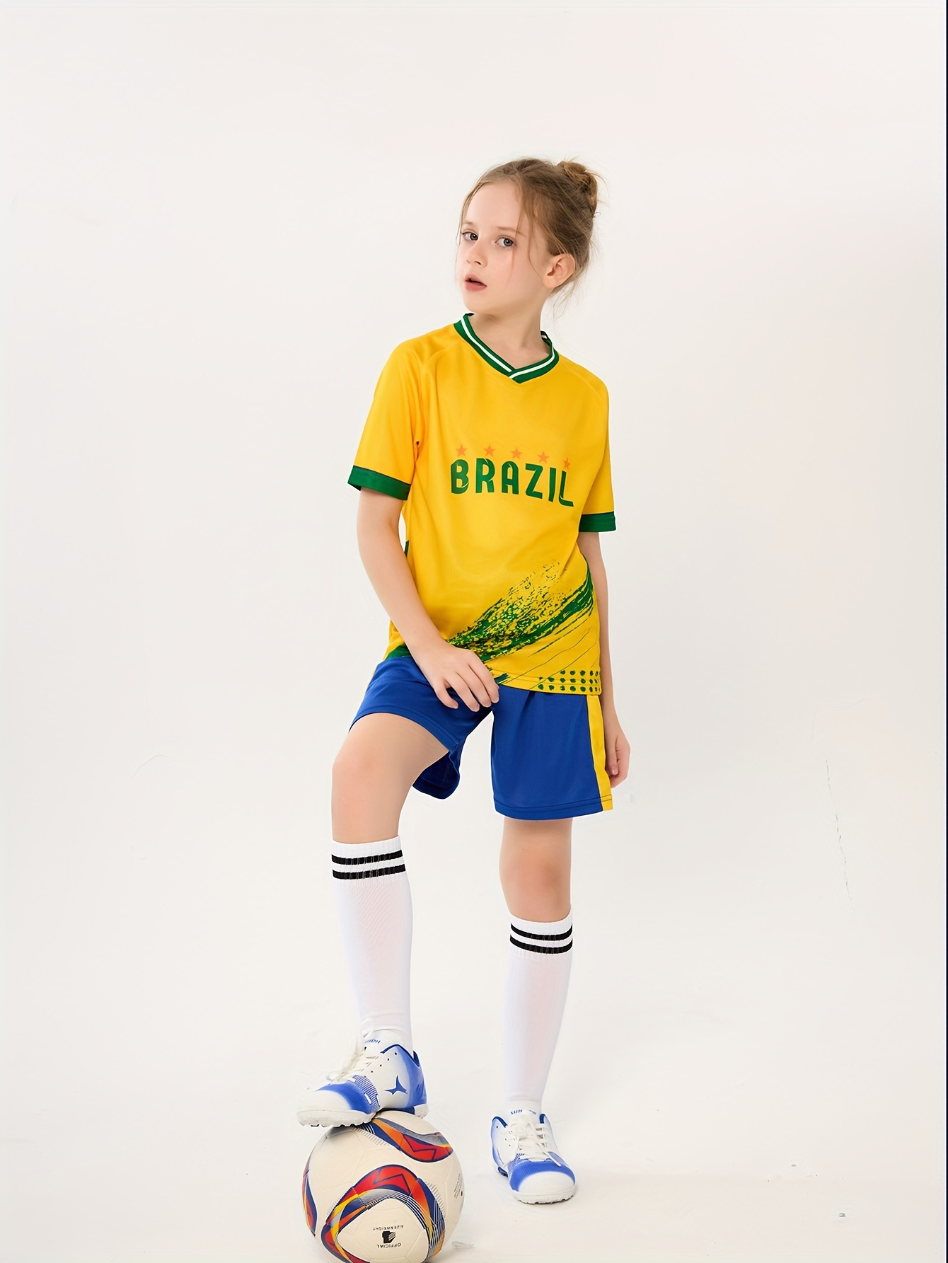 1set kids soccer kit girls short sleeve training Temu United