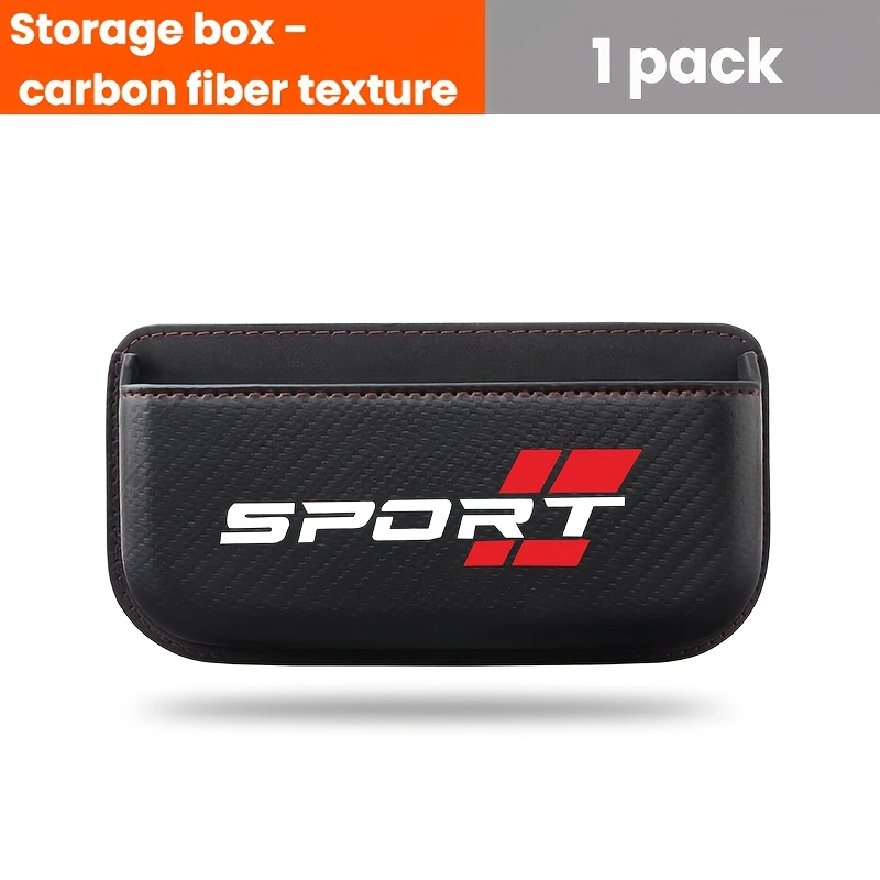 TEMU 1pc Car Multi-functional Adhesive Storage Box, Universal Car Organizer, Pu Leather Material, Universal Pu Leather Storage Bag For Glasses, Car