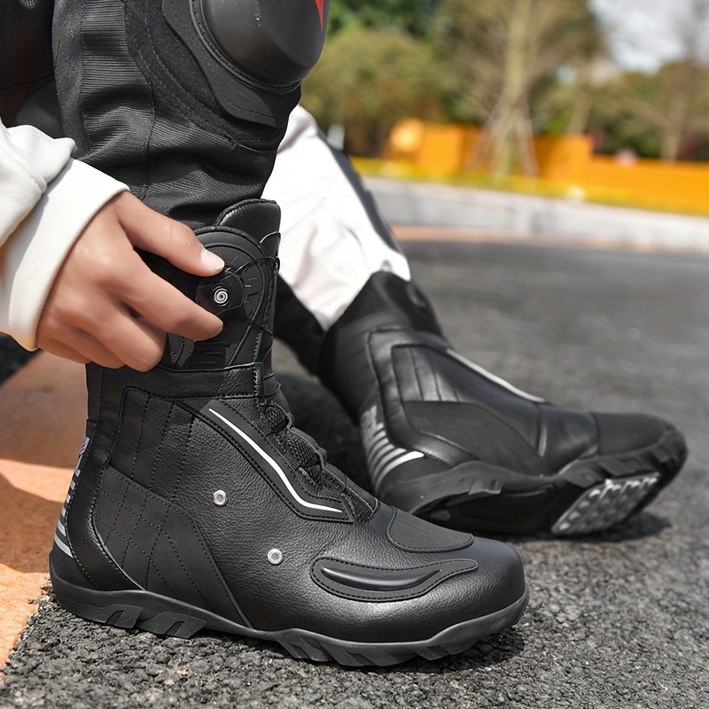 *'s High-Top Motorcycle Riding Boots Durable Synthetic with Closure,  Non-Slip Rubber Sole Breathable Fabric Lining for Outdoor - Main Image