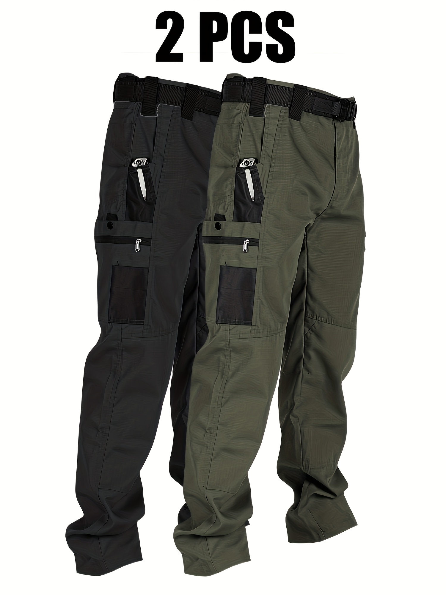 2 pc mens casual cargo pants lightweight   cargo stretch   fabric