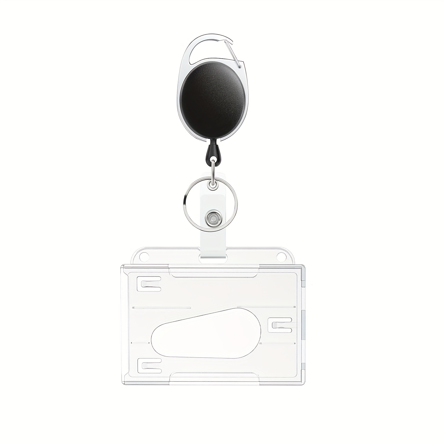2d Transparent Oval Egg-shaped Easy-pull Telescopic With Transparent Ps Dual-card Slot Id Card Holder And Badge For Horizontal And Vertical Uses