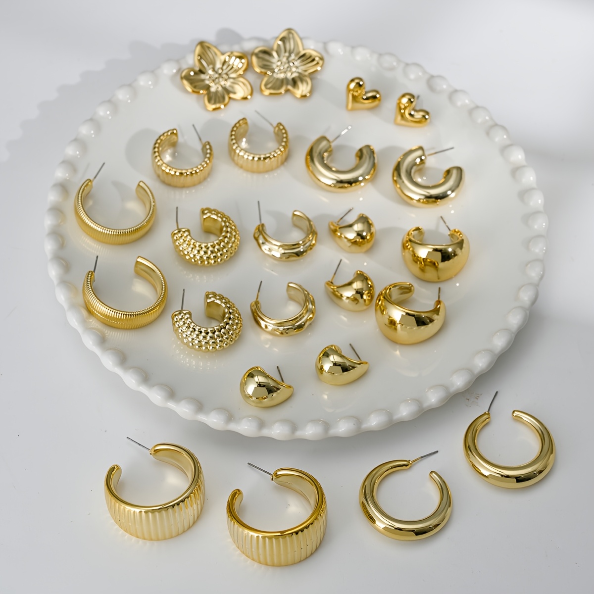 12 Pairs Bohemian Style Multi-Element Earring Set for Women