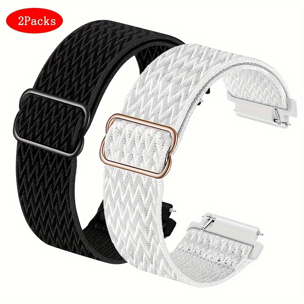 Image of 2packs Stylish & Versatile Wave Pattern Nylon Stretch Watch Bands: Fit For Watch 3pro/gt3pro, 4/5pro - Easy-to-use Hook And Loop, 20mm/22mm
