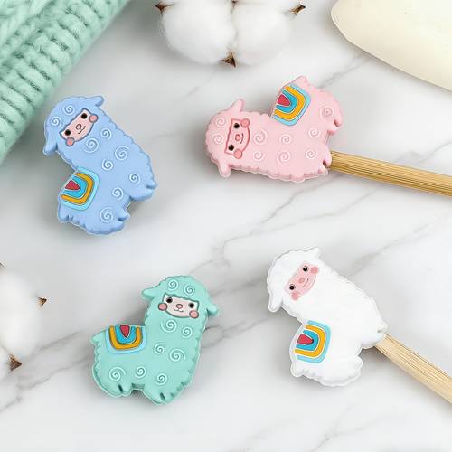 4pcs set of alpaca shaped knitting needle covers animal shaped needle tip protectors needle covers and knitting additions suitable for and crafts knitting tools