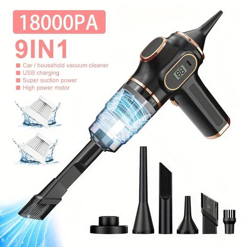 multifunktionaler staubsauger, 2-in-1 gebläse und saugfunktion, 18000pa hochleistungs-akku-handstaubsauger, intelligente digitalanzeige und 70db leiser betrieb, tragbare, leistungsstarke reinigungsmaschine