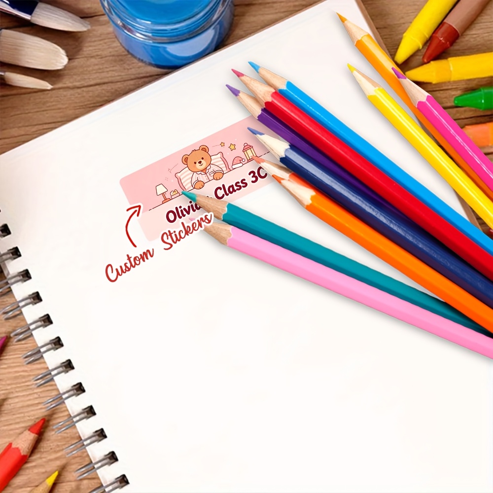 45/90pcs Goodnight Bear Style Custom Name Stickers for Back-to-School
