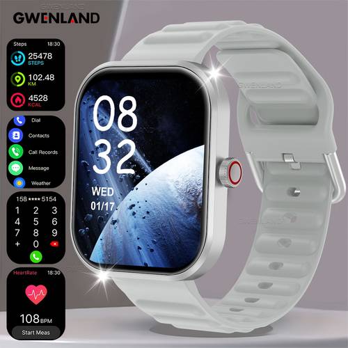 2026 new smart watch for men women 2 01 wireless call health monitoring sleep monitor fitness step counter compatible with iphone