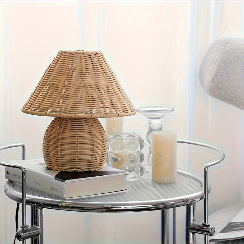 Bohemian Style Rattan Woven Table Lamp, Artistic Decorative Ornament
