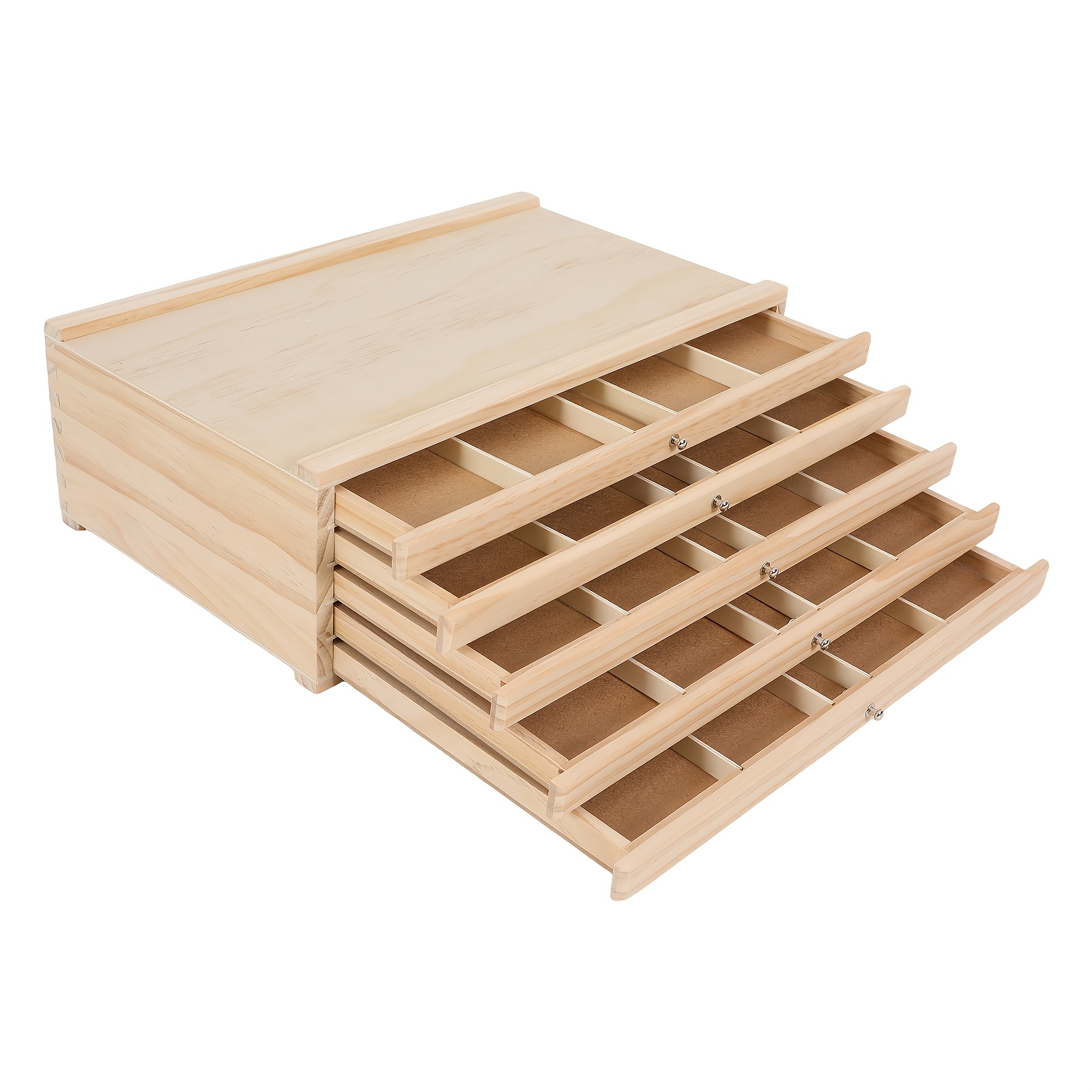 Image of Portable Organizer Box With 5 Drawers For Storing Paints, Pencils, Brushes, And Other Art Supplies, Measuring 15.7"×10"×4.8"