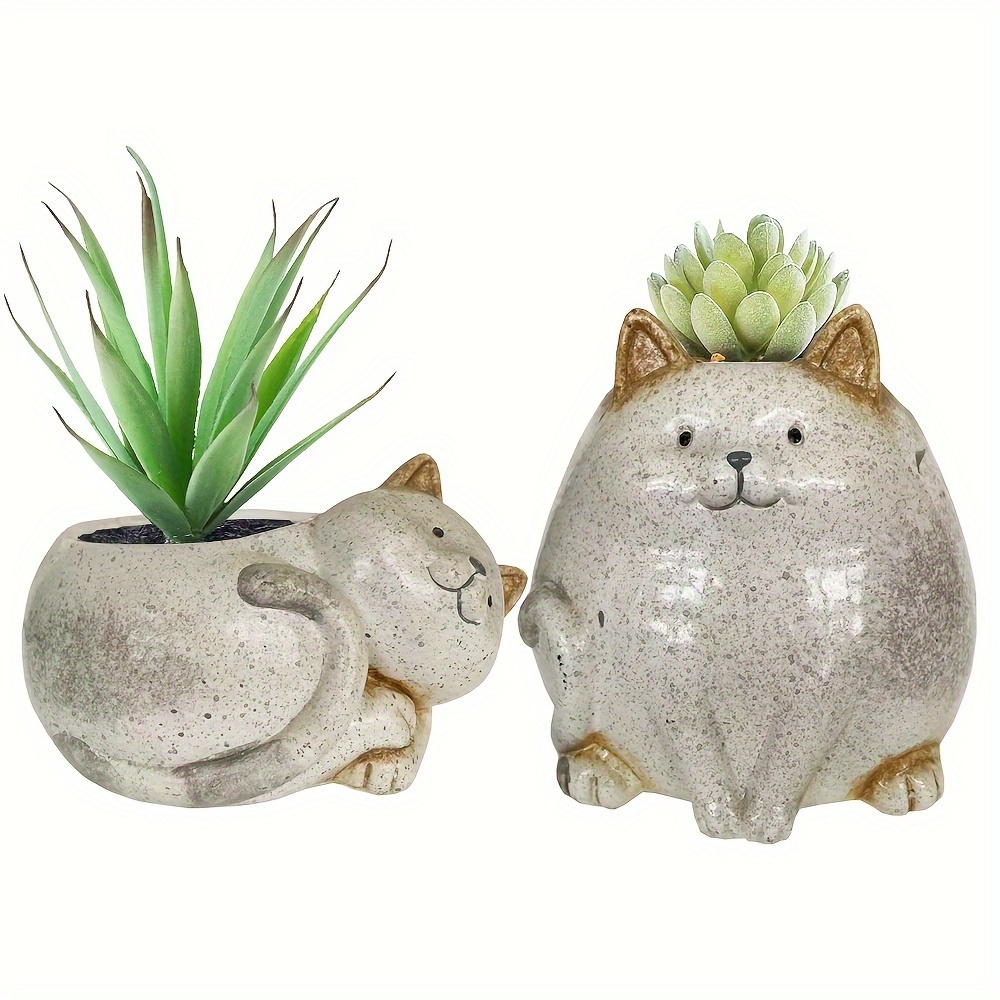 Niedlicher Keramik-Katzenblumentopf Weiß – Süße Vase Für Pflanzen, Deko Für Zuhause & Garten