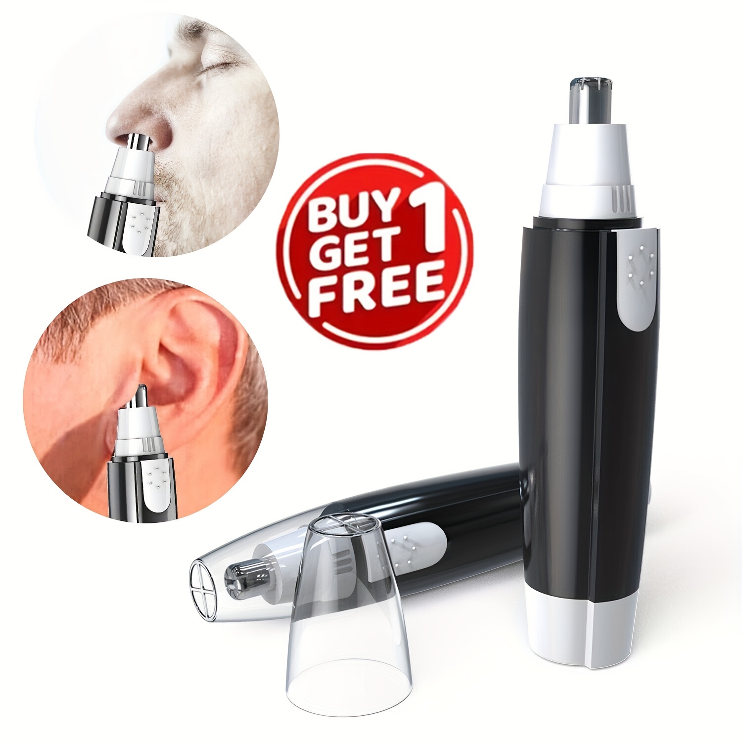 TEMU Buy 1 Get 1 Free, 2pcs Professional Nose And Ear Hair Trimmer - Portable And Electric Trimmer For Facial Hair, Eyebrows, And Women's Hair - Without Battery
