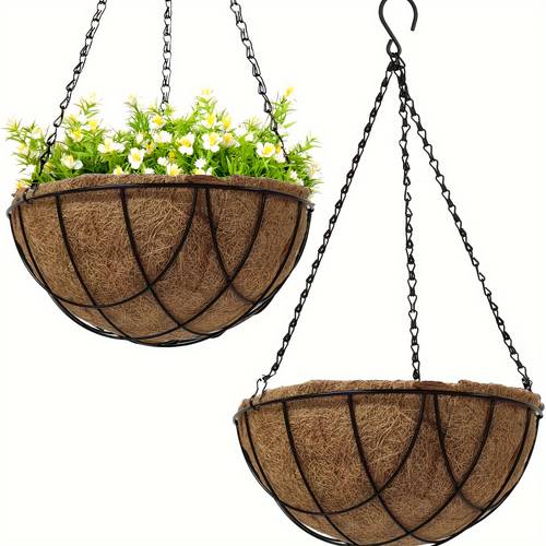 2pcs set of metal wall flower pot semi round mesh basket suitable for balcony and garden universal holiday theme decoration