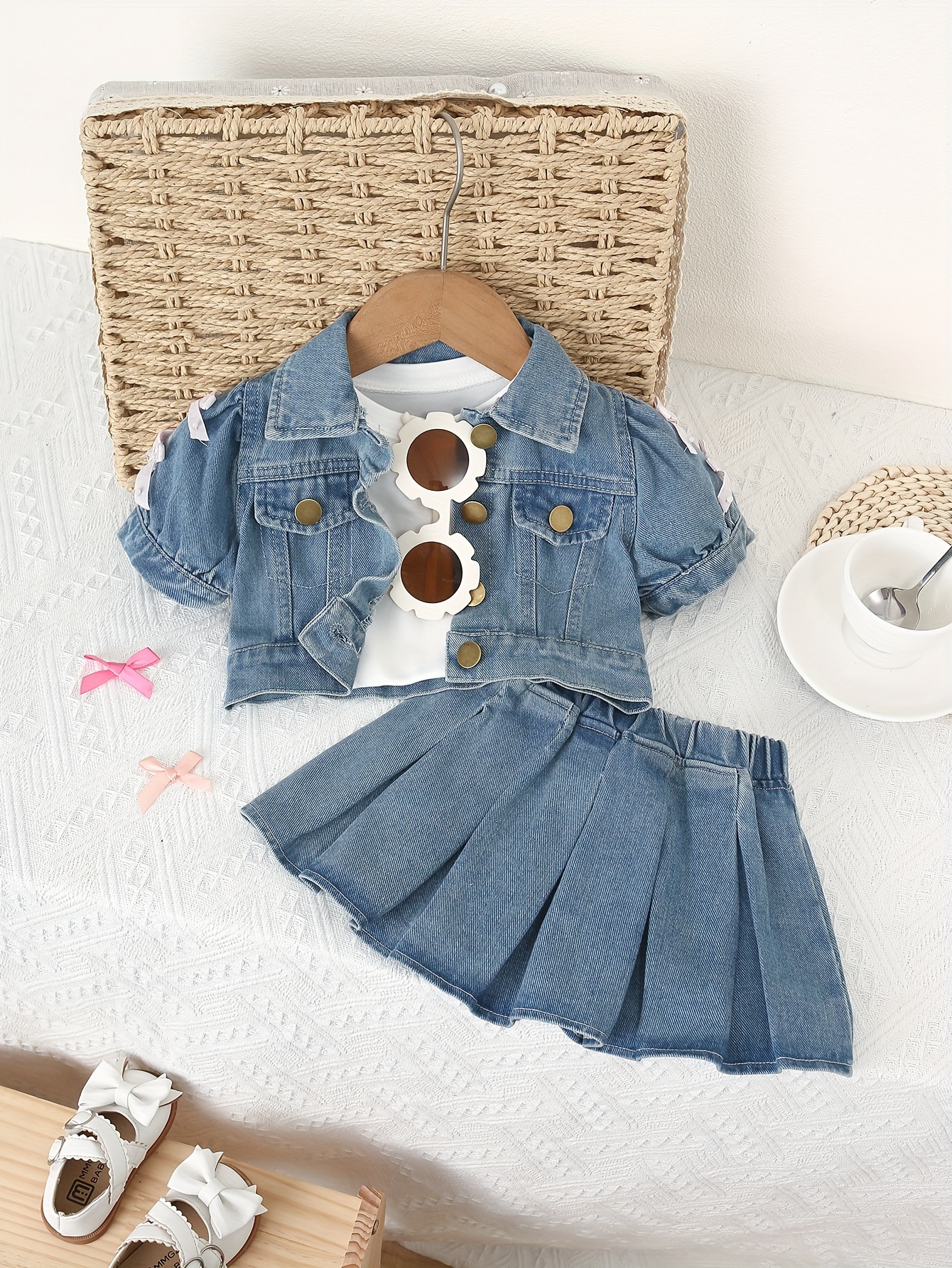 infant short sleeve denim top Temu Oman