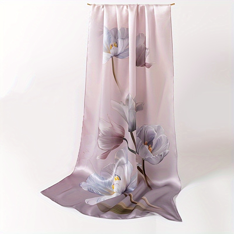 

100% Long Scarf For Women, Featuring Purple Flowers, Measuring 67.7 Inches By 20.87 Inches, A Vintage Chinese Style Shawl Suitable For Wear, Parties, Gatherings, Or As A Gift For .