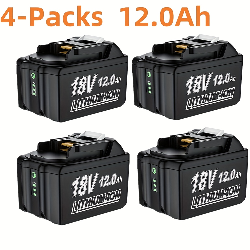1pack/2pack/4pack 12.0ah Battery Replacement For Ma-kita 18v Lithium-ion Battery Compatible With 18 Volt Bl1890b Bl1860b Bl1850b Bl1840b Bl1830b Bl1815 Battery With Led Indicator