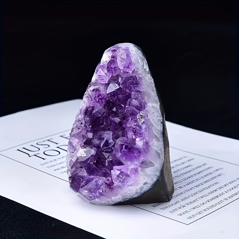TEMU Natural Amethyst Cave Crystal Rough Ornaments Ore Living Room Office Crystal Stone Ornaments