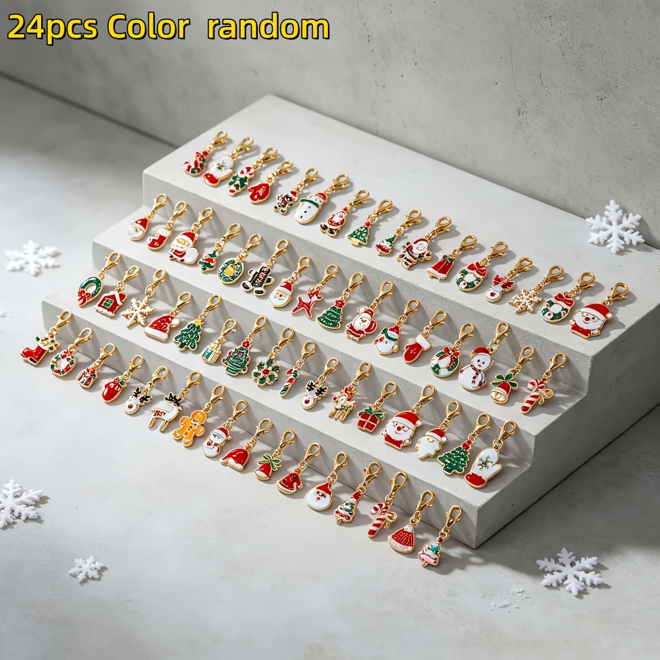 TEMU 24 Styles Of Christmas Keychains, Random Style Diverse Designs Featuring Santa Claus, Reindeer, Snowflakes, And More. Holiday Gifting. Ideal For